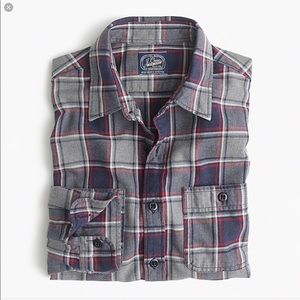 NWT J. CREW Midweight navy plaid shirt XS